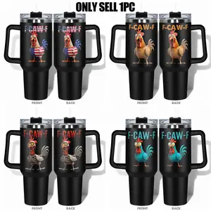 1pc, Funny F-CAW-F Chicken Cup 40oz/30oz/20oz/14oz Stainless Steel Chicken F-CAW-F Funny Print  Stainless Steel Bottle Funny Dad Tumbler Christmas Gifts, For Dad Son Women Mom Sisters Teacher Coworker Friend Brother