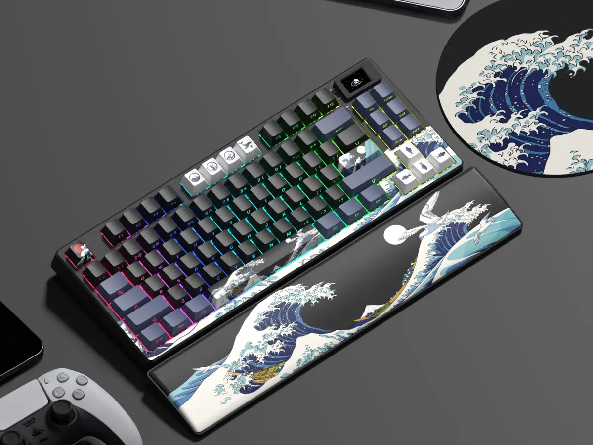 Womier Sk80 Pro Kanagawa Themed 75% Wireless Mechanical Keyboard