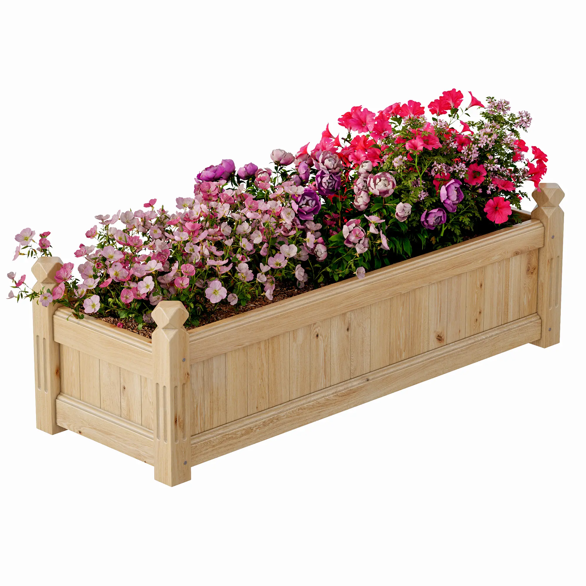 Garvee Heavy Duty Wooden Raised Garden Bed Planter Box – Large Rectangular Fir Trough with Drainage, Ideal for Vegetables, Herbs, Flowers – Durable Outdoor Plant Container for Patio, Balcony, Backyard – 43" x 15" x 13"