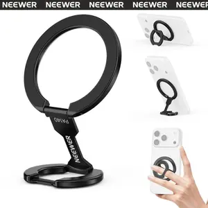 NEEWER PA140 Magnetic Phone Grip, Dual Side Magnet Cell Phone Ring Holder Stand Foldable Kickstand Portable Compatible with MagSafe iPhone Samsung Android for Car Mount Workout Gym Video Recording