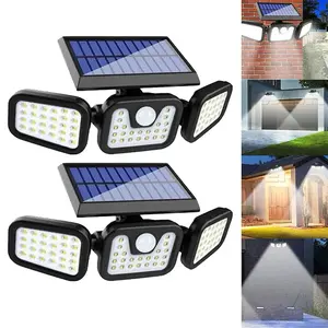 Solar Outdoor Lights, LED Motion Sensor Solar Lights, 3 Heads Dimmable SpotLights with 3 Modes, IP44 Waterproof Security Lamp for Yard, Garage, Porch, Pool, Garden, Barn, Patio