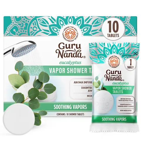 GuruNanda Eucalyptus Vapor Shower Tablets, Clean-Dissolving Aromatherapy Shower Steamers with Eucalyptus & Menthol, Promotes Relaxation