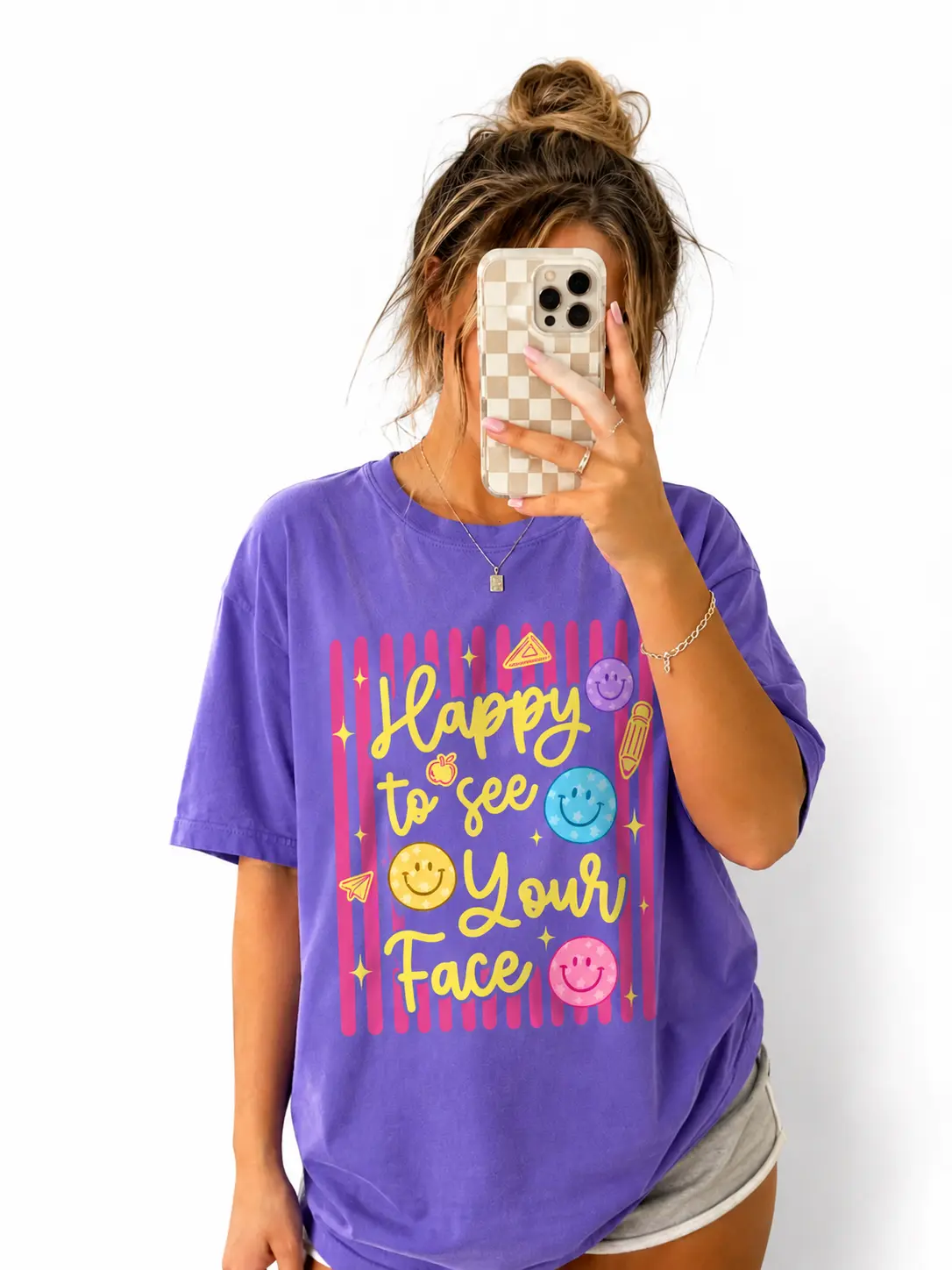 Comfort Colors Happy To See Your Face Teacher Shirts, Back To School Shirt, Preppy Stripes SPED Teacher Shirt, Teacher Gift, Preschool Shirt