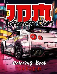 Japanese Cars Coloring Book for Car Lovers: JDM Legends & Authentic Landscapes of Japan | 50 Detailed Coloring Pages for Stress Relief