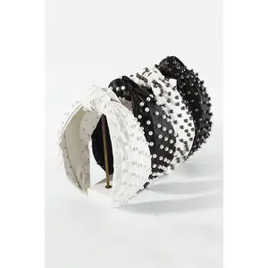 Faux Leather Pearl Topknot Headband