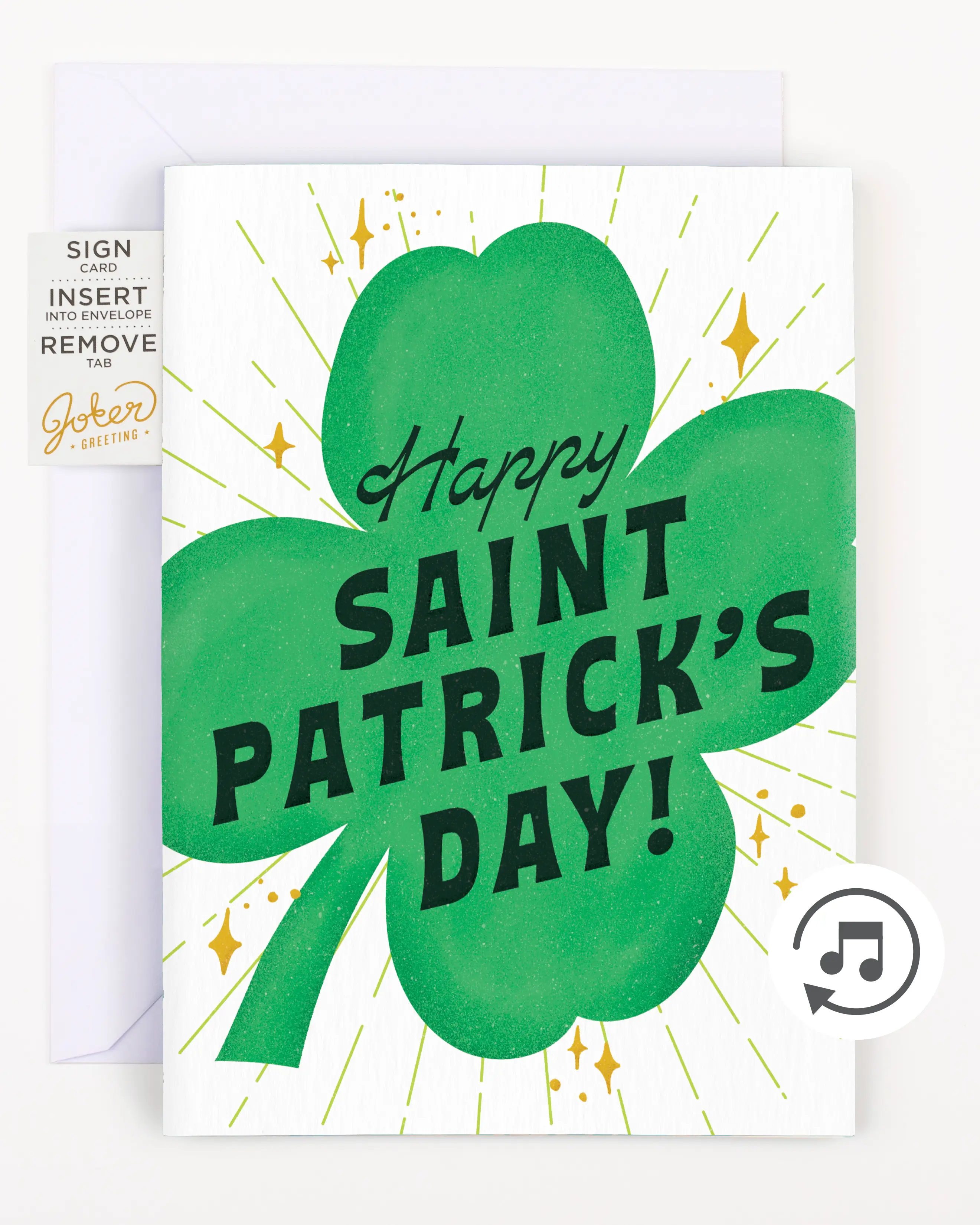 Joker Greeting Endless Bagpipes Greeting Card, St. Patrick's Day Themed Card with Glitter, Stickers for Office Stationery Supplies, Greeting Cards