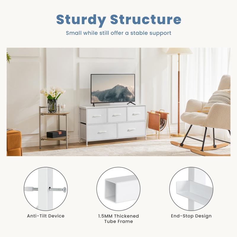 【Valentine's Day gift】Cupboards Cabinets Dresser - Fabric Storage Tower with 5 Drawers, Bedroom Organizer, Chest of Drawers for Closet, Entryway, Versatile Design