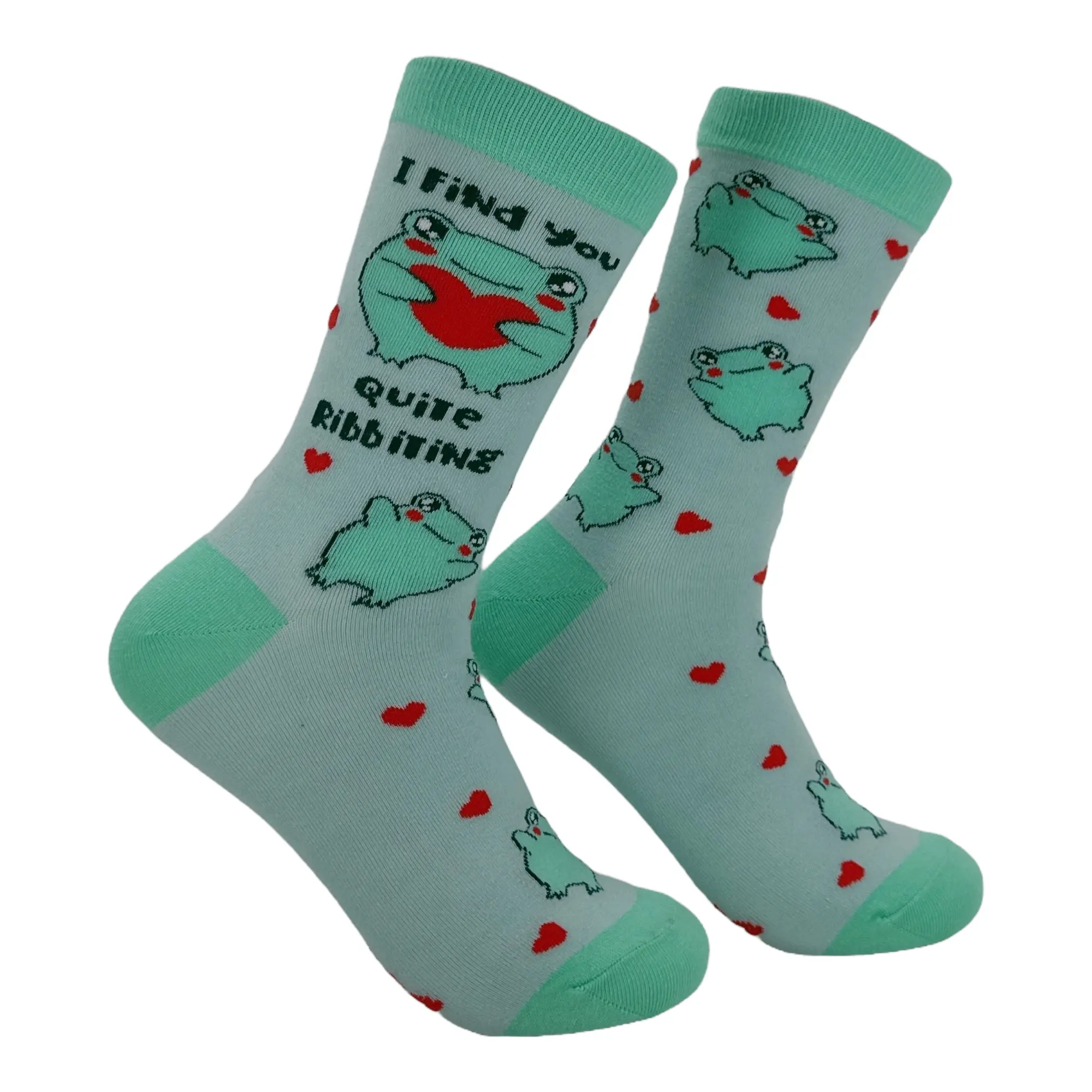 Women's I Find You Quite Ribbiting Socks Funny Sarcastic Frog Graphic Novelty Footwear for Ladies Funny Graphic Socks Comfortable Fitted Spandex Cotton