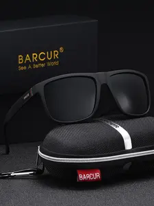 Barcur Men's Square Polarized Sunglasses, Reduce Glare, Sturdy PC Material, Branded Packaging, Thoughtful Gifts for Family and Friends