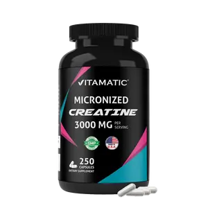 Vitamatic Micronized Creatine Monohydrate Capsules - 3000 mg Per Serving, 250 Count, High Purity, Non-GMO, Gluten-Free, Made in USA for Daily Performance Support