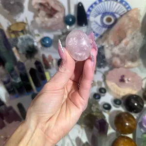 Rose Quartz Natural Crystal mini palm stone (with stars!)