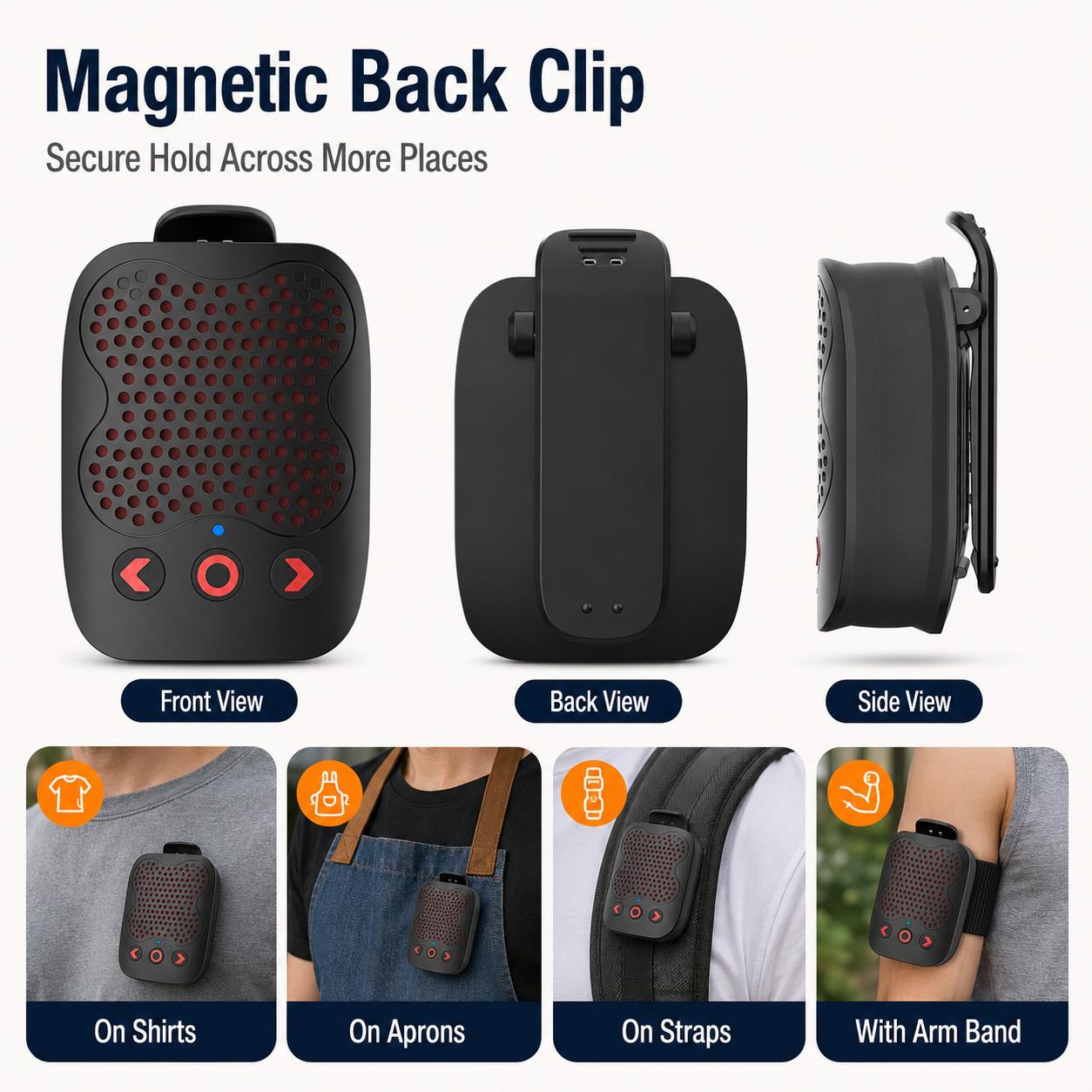 Compact Multifunctional Wireless Bluetooth 5.4 Speaker with Magnetic Clip, TWS Pairing, Built-in Li-ion Battery, Stereo Audio Device for Work & Outdoor Use, Multifunctional Wireless Speaker