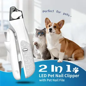 2-in-1 Pet Nail Clipper for Beginners! LED Light Sees Blood Vessels, Safe Precise Trimmer for Cats&Dogs with Light Nails