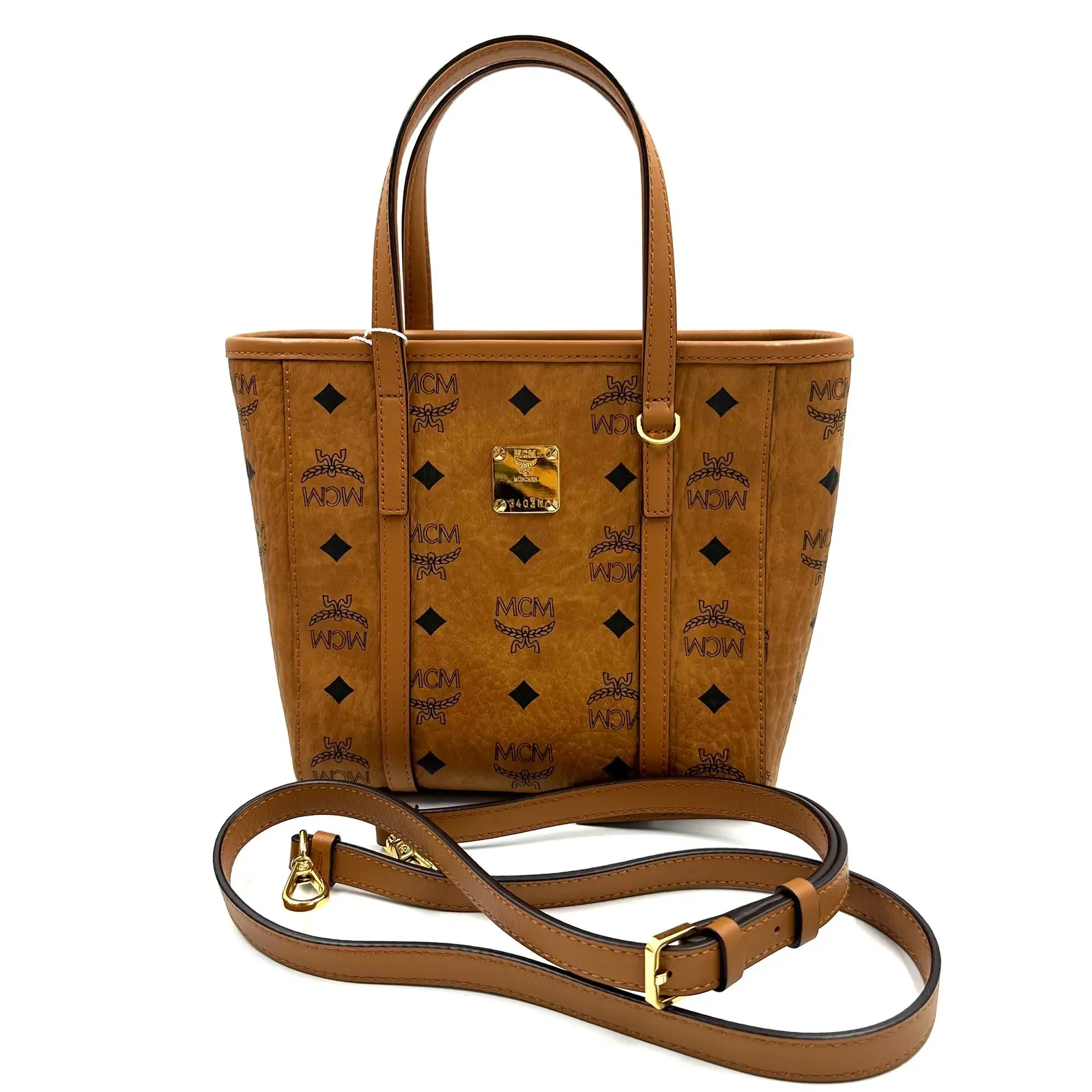 Pre-owned MCM AS SHOWN Clutches & Wristlets HZ 088 Live Visetos Mini Toni Shopper Tote Cognac