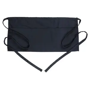 Waist Apron with 3 Pockets - Black Waitress Waiter Server Short Aprons