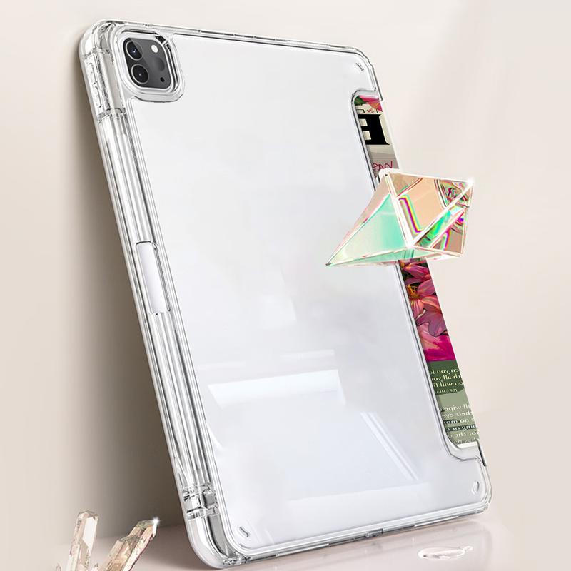 "Child of God" Floral Collage Design iPad Case, Transparent Acrylic Stand Cover, Pencil Holder & Charger Slot, Fits iPad Pro/air/mini, Perfect Gift Shock-resistant Full Cover Protective Case Suitable for Offices Schools and Homes