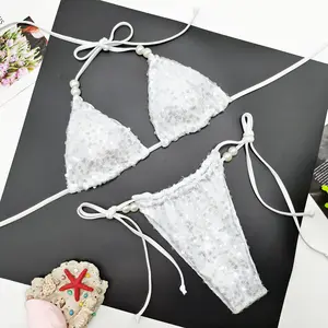 ,2026 New Style Pearl Bikini Sequin Swimsuit Sexy Swimsuit Fashion Swimwear