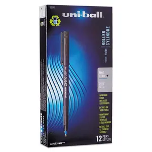Uni-Ball UBC60145 ONYX Stick Roller Ball Pen, 0.7 mm Fine Tip, Blue Ink, Black Matte Barrel, Blue Writing Pens & Refills - 1 Dozen