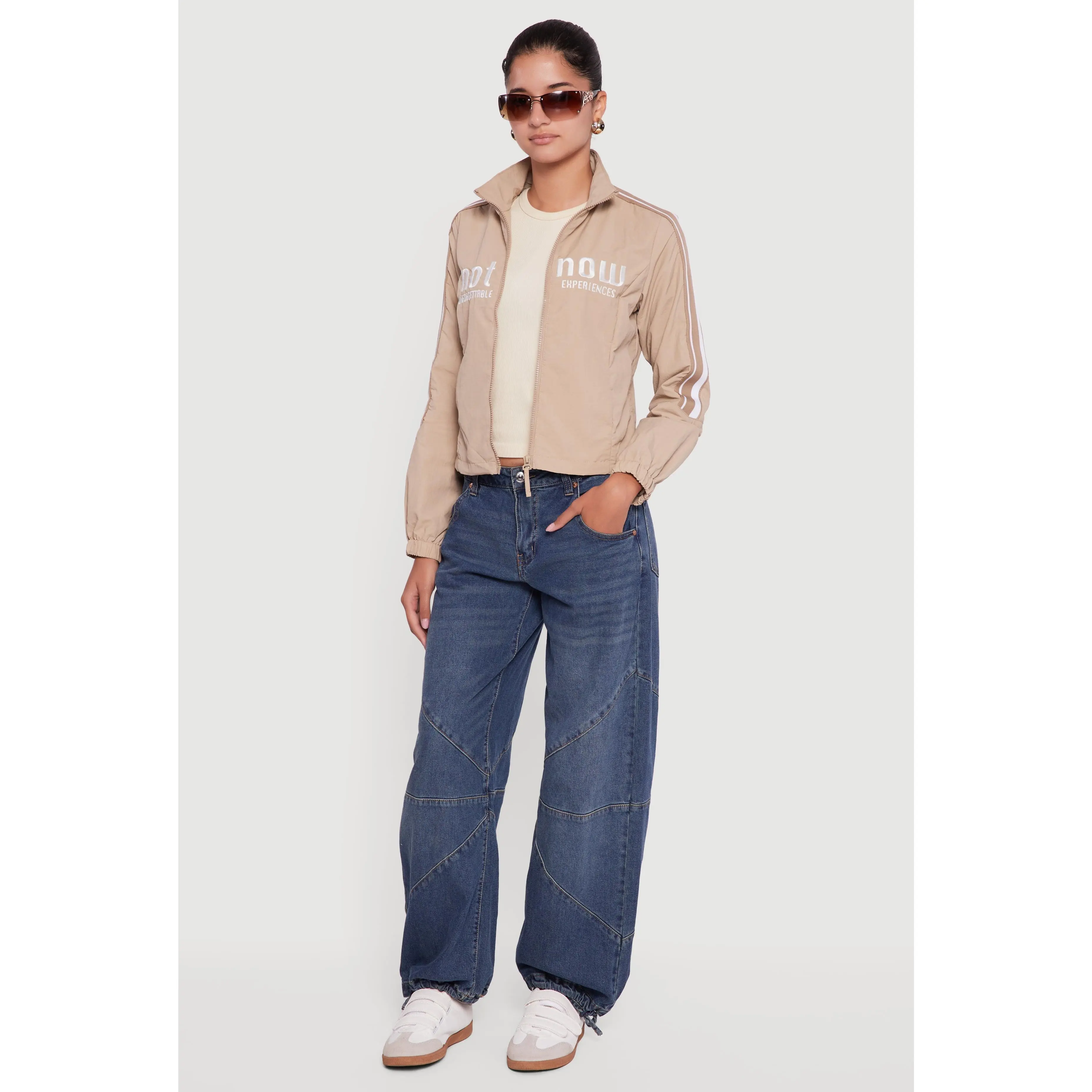Nylon Not Now Graphic Mock Neck Windbreaker