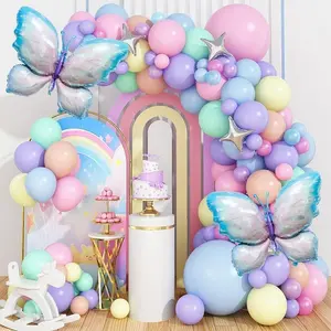94Pcs Butterfly Balloon Arch Decoration Kit Blue Butterfly Theme Party Supplies for Wedding Baby Shower Girls Birthday Party Decorations