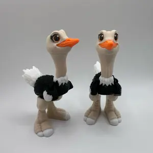 Ostrich Articulated Figurine 3D Printed Desk Ornament Standing Decor Unique Segmented Design Fluid Movement