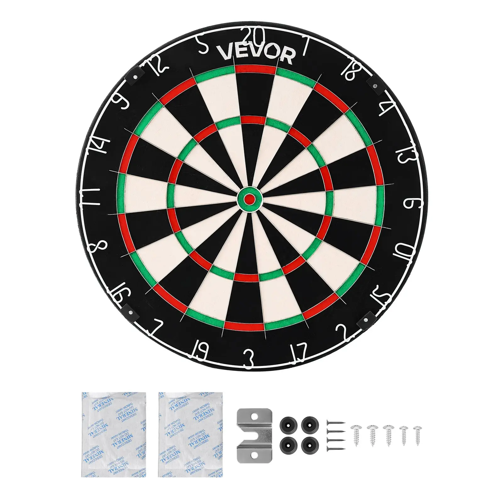 VEVOR Professional Dart Board - 17.72in High-Grade African Sisal Fibers Self-Healing Board with Staple-Free Bullseye, Blade Wire, Rotating Number Ring, Target Rings for Family Gathering, Bar Activity (Darts Not Included)