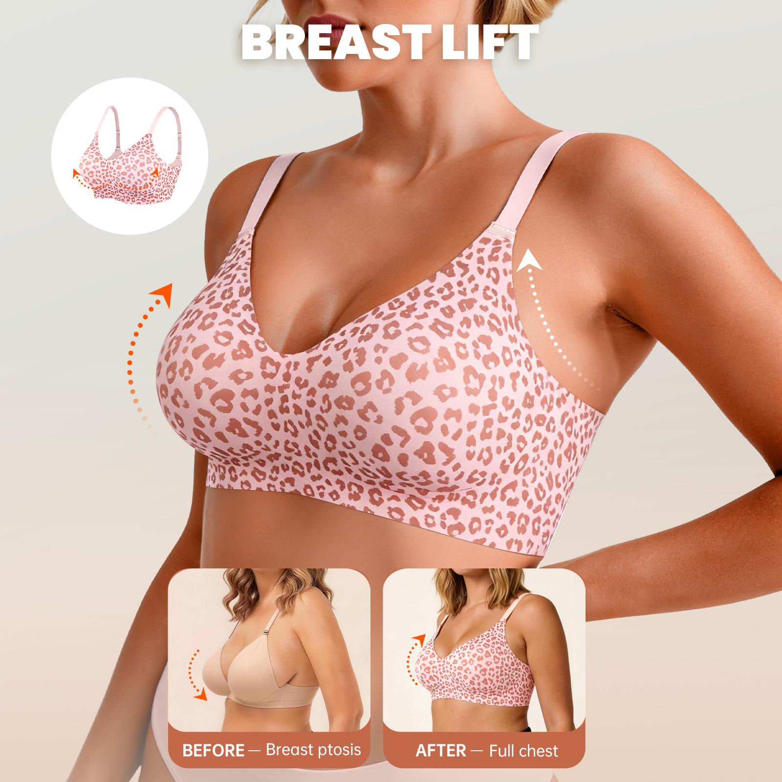 OEAK｜Jelly Bra, Leopard Print, Wireless Bras, Seamless Bra, Natural Lift & Buttery Soft