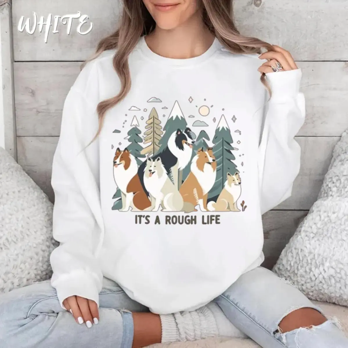 Collie Mama Collie mom Gift Collie shirt Its a Rough life Collie shirt, Full Color Range, Find Your Perfect Shade, Casual Style