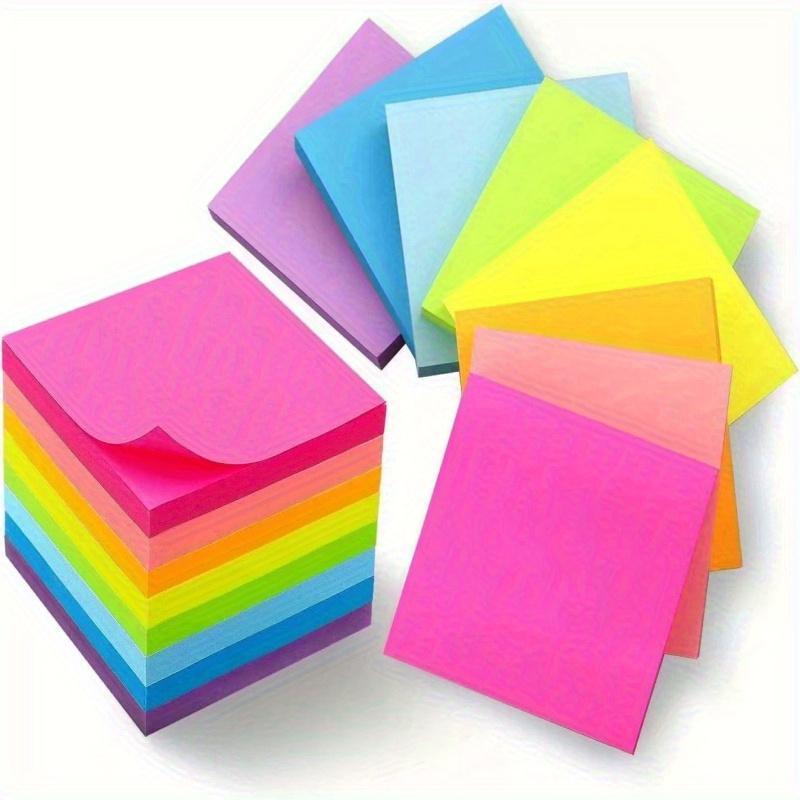 300pcs Vibrant Fluorescent Sticky Note Set: Assorted Colors Perfect for Students & Office Supplies, Cute Pads for Colorful Notebook Organization