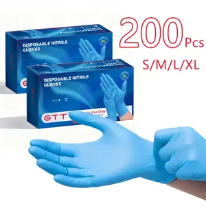 200pcs Nitrile Gloves Blue 5mil - Tear-Resistant Multipurpose Gloves Powder Latex Free, Waterproof Gloves for Home Chores Cooking Tattoo Beauty Salon & Hairdressing Salon Needs