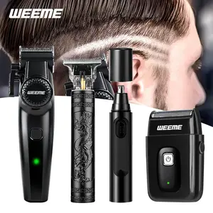 Weeme Men's Electric Hair Trimmer Set, USB Charging Cordless Beard Trimmer, T-Shape Blade, Shaver, Nose Hair Trimmer, Holiday Gift for Father Husband Boyfriend