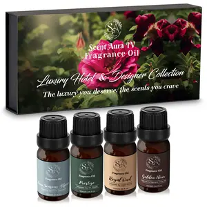 Scent Aura IV Diffuser Oil Set of 4 - Luxury Hotel & Designer Collection Inspired| Four Seasons, St. Regis, Baccarat Rouge, Oud Wood