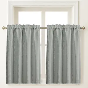 2pcs, Grey Waffle Window Valance Curtain, Window, Rod Pocket, Semi-Blackout, Solid-color Curtains, Apartment Decor, Window Decor, Laundry Room Bedroom Living Room Home Decor, Kitchen Decor, W36"xH45"/ W91cmxH114cm