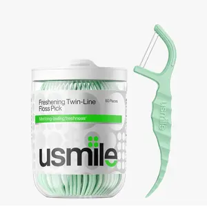 usmile Mint Dental Floss Picks – Double-Line Design for a Deeper Clean, Fresh Mint Flavor, 18/50 Count