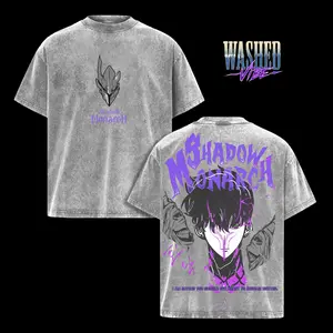 Retro Heavy Limited Vintage Shadow Monarch Anime Tee Sweatshirt and Hoodie Washed | Inspired by Solo Leveling & Sung Jinwoo’s Power | Dark Purple Graphic Streetwear | Awaken Your Shadows with Epic Art & Bold Design | Oversized Vintage Wash Shirt