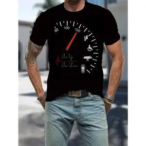 Men's Novelty Car Dashboard Graphic T-Shirt - 100% Cotton Short Sleeve Crew Neck Regular Fit Casual Wear | Soft & Breathable Fabric, Durable Print, Everyday Comfort, Machine Washable, Vintage Tee, Everyday Wear