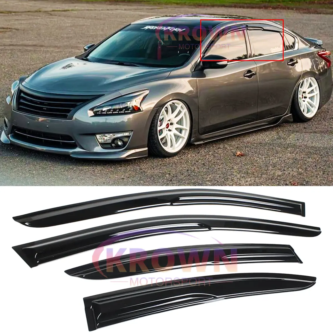 FOR 2013-2018 NISSAN ALTIMA 3D JDM MUGEN STYLE WINDOW VISOR DEFLECTOR RAIN GUARD