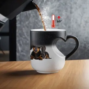 11oz Adorable Dachshund Color-Changing Starry Night Ceramic Temperature Display Mug, Hand Wash Only, Perfect for Coffee, Tea, or as a Thoughtful Gift for Dog Lovers