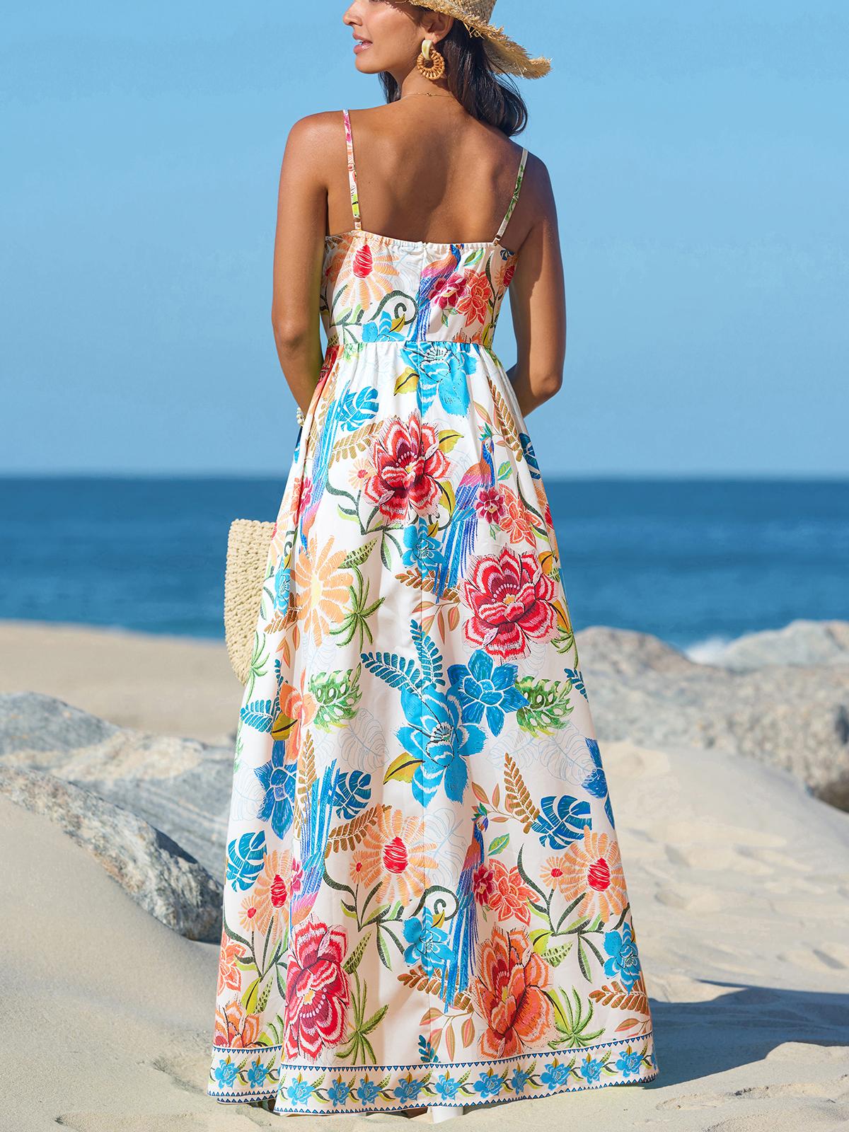 CUPSHE Women's Vibrant Oasis Tropical Maxi Dress - Square Neckline,  Sleeveless, Floral Print, Back Zip Closure, Flowy Bohemian Beach Outfit,  Casual Wear, Yellow Birthday Women's Clothes #tiktokshopmemorialday -  TikTok Shop