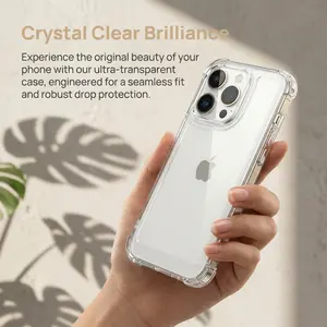 Four-corner shockproof phone case, acrylic 2-in-1 space case, high transparency，for iPhone11/12/13/14/15/16/17 Pro&Pro Max and more