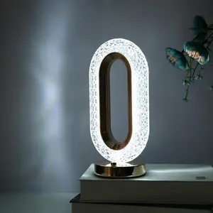 Cordless Crystal Lamp, USB Rechargeable Touch Sensor Control LED Table Lamp, 3 Color Dimmable Lamp for Home Bedroom Living Room Decor, Modern Night Lights