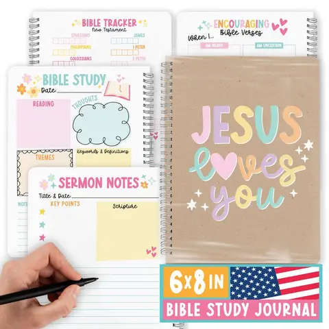 Hadley Designs 2026 Guided Bible Study Journal - Spiral Bound Notepad, 6x8 Inches, 91 Pages, Notebook for Women, Sturdy Office Stationery, Christian Gifts, Church Notes & Weekly Prayer Supplies