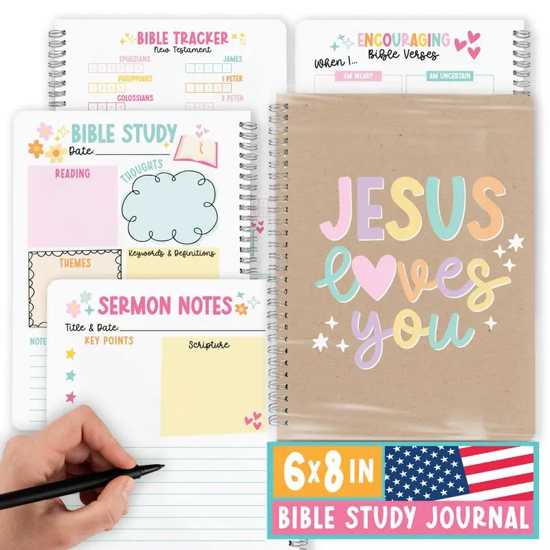 Hadley Designs 2026 Guided Bible Study Journal - Spiral Bound Notepad, Scripture Verse Notebooks, Church Notes, Christian Gifts, Faith Planners, Weekly Prayer Supplies, Sturdy Office Stationery for Women & Men