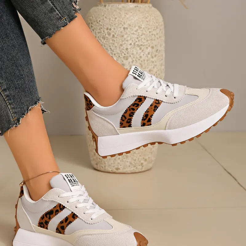 Women's Sporty Patchwork Sneakers, Casual Textile Upper, Rubber Sole, Medium Width, All-Season Comfortable Footwear
