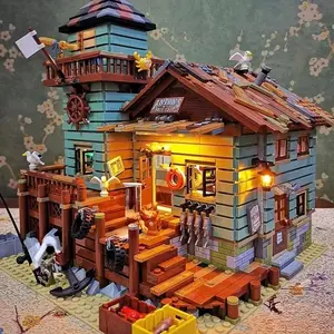 Creative Fisher's House Building Blocks, Abs Mixed Color Precision Assembly, Enhances Handicraft Patience and Detailing, Perfect Holiday Gift
