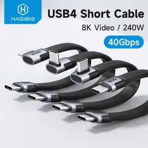 Hagibis USB4 Data Cable 40Gbps USB C to Type C Short Cable Portable Fast Charging Cable PD 240W 8K 60Hz Compatible with Thunderbolt 3/4 USB4 Type-C Port devices for SSD Power Bank