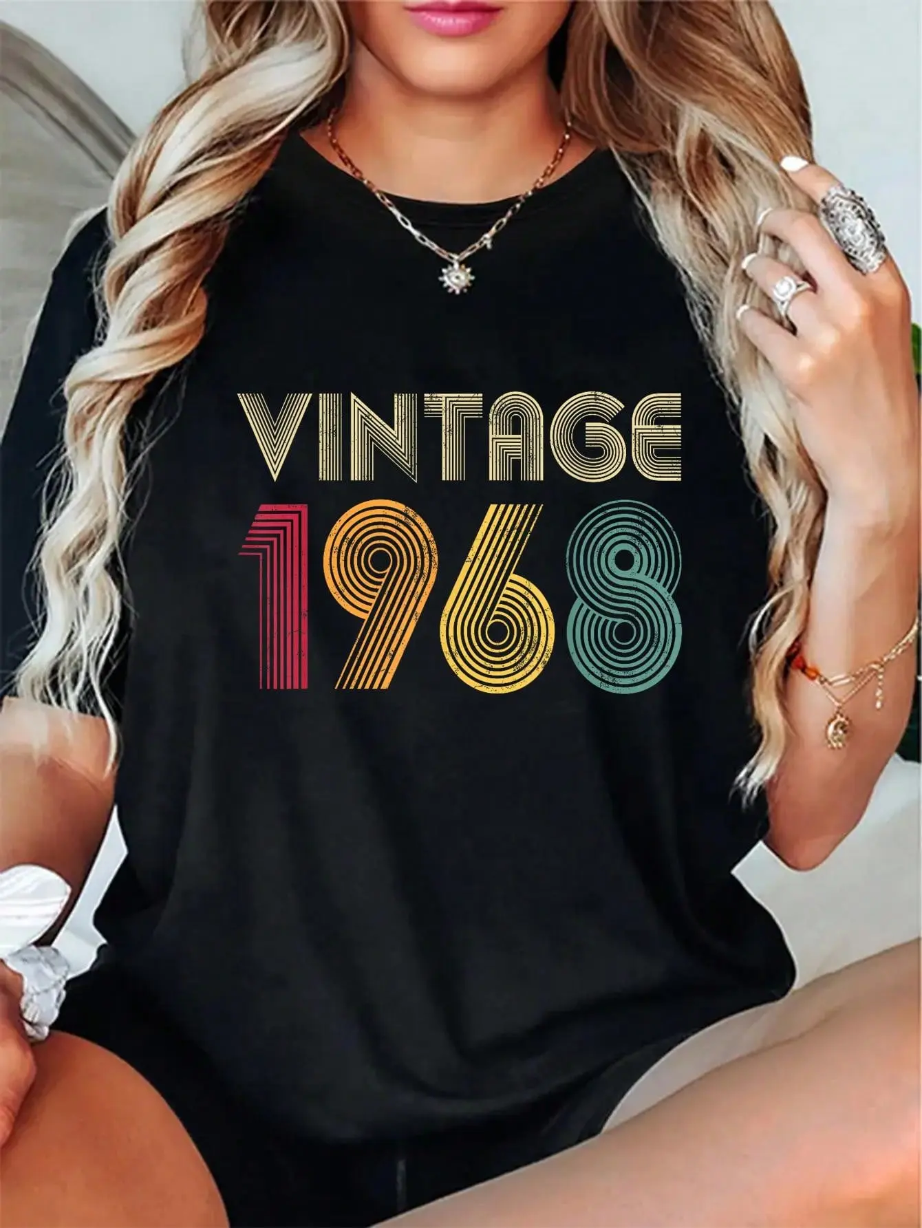 Casual Graphic T-Shirt for Men and Women, Vintage 1968 Cotton Funny 56th Birthday Gift for Everyday Wear, Top, Tshirt