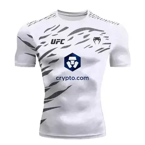 Ball Uniform T-Shirt Quick Dry with 3D Letters for Sports UFC Matches Basketball Gear Compression Shirt Muscle Activewear Practice Sessions Gym Sportswear Fitness Training Top