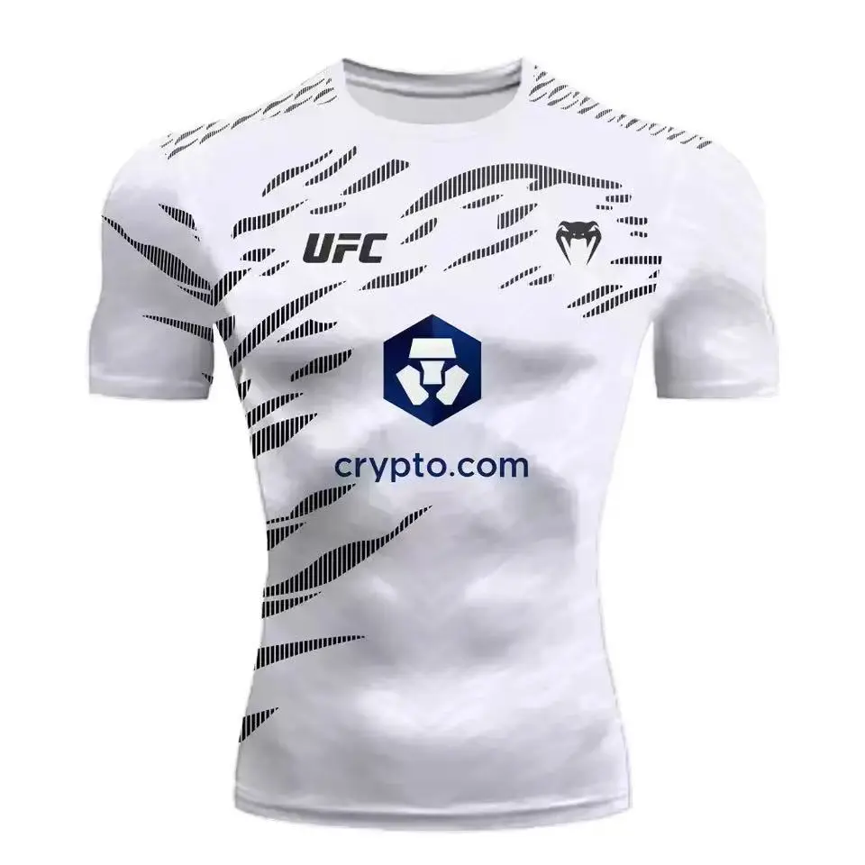 Ball Uniform T-Shirt Quick Dry with 3D Letters for Sports UFC Matches Basketball Gear Compression Shirt Muscle Activewear Practice Sessions Gym Sportswear Fitness Training Top