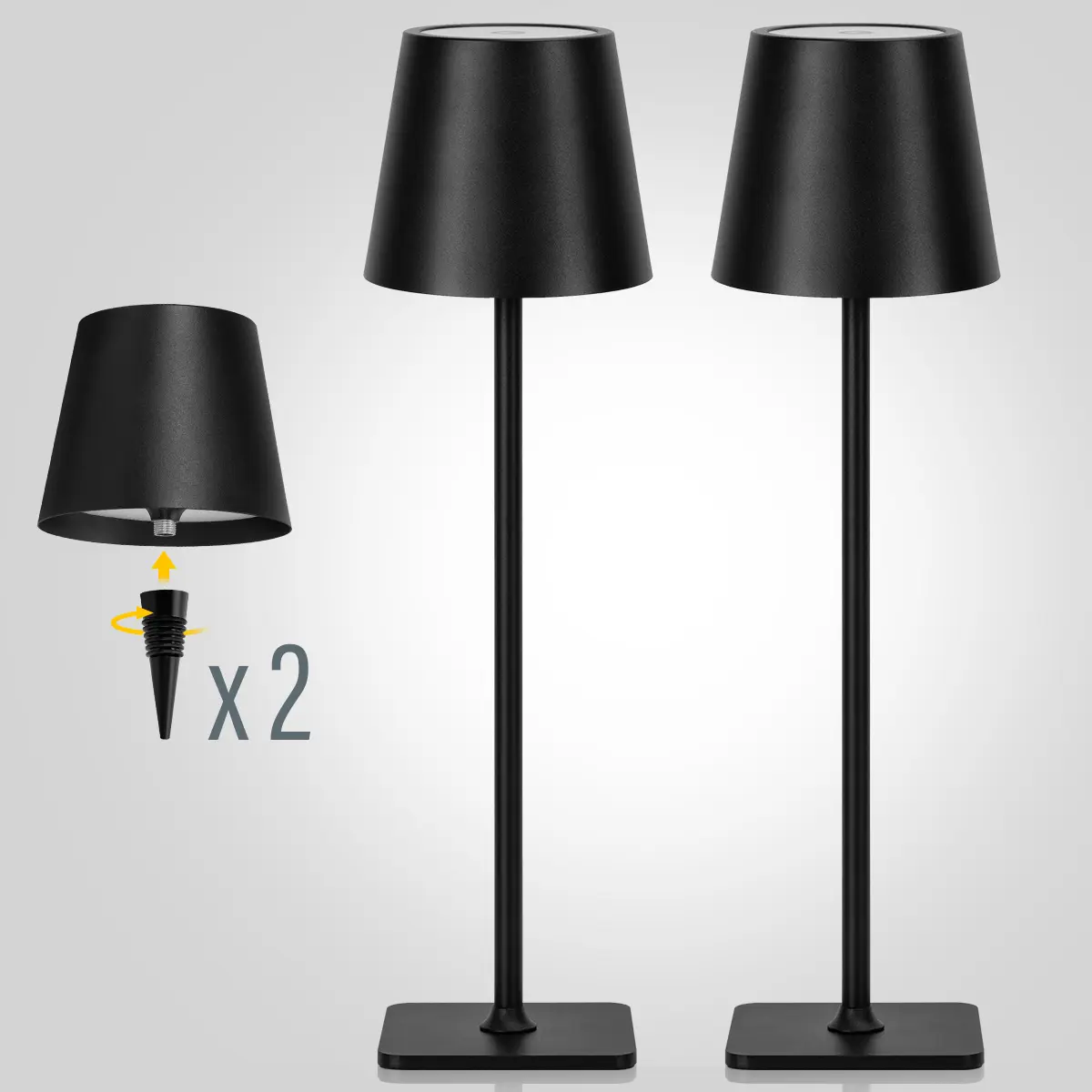 Cordless Table Lamps Touch Battery Operated 4000mAh Rechargeable LED Desk Lamps for Home Office Bedroom Stepless Dimming  Set of 2 Wireless Portable USB Type-C Charge Metal Acrylic Indoor Lighting Dimmable Warm White